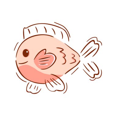 İzole edilmiş pembe balık silueti çizim çizgisi vektör çizimi