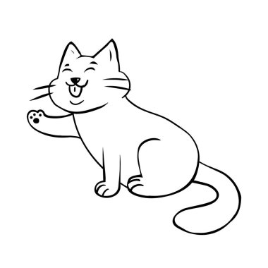 İzole kedi siyah çizim çizgisi vektör çizimi