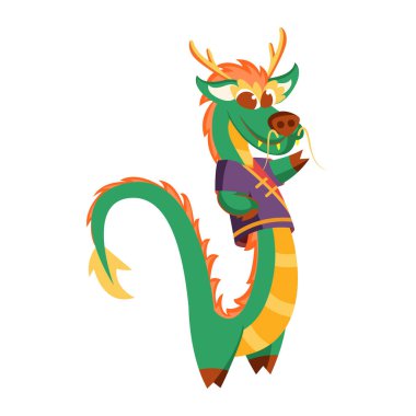 İzole edilmiş ejderha kostümü bebek Çin burcu vektör çizimi