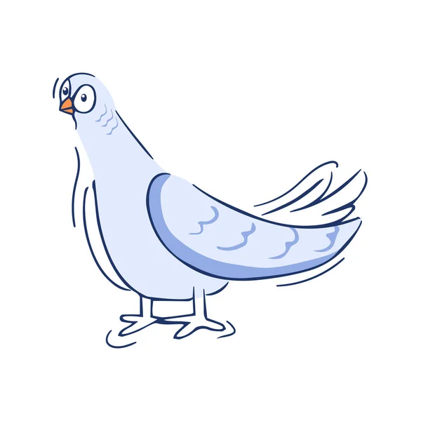 Isolado Silhueta Pássaro Azul Desenhar Linha Sombra Vetor Ilustração — Vetor de Stock