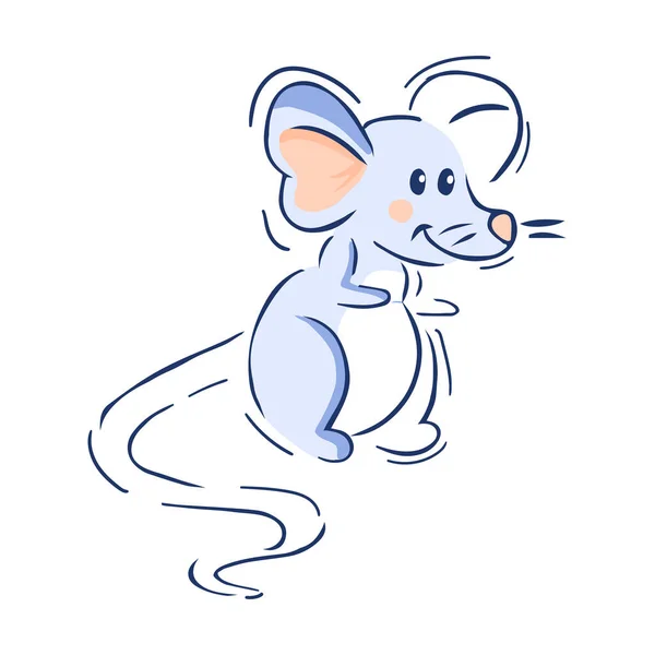 Izolovaná Silueta Myši Kreslit Čáru Stínování Vektor Ilustrace — Stockový vektor