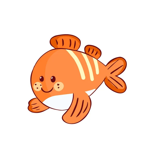 Isolierte Orangefarbene Fische Silhouette Zeichnen Linie Schatten Vektor Illustration — Stockvektor
