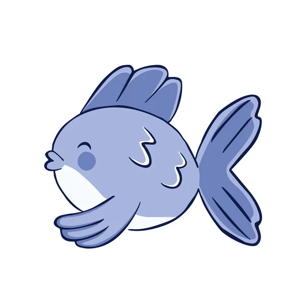 Vereinzelte Blaue Fische Silhouette Zeichnen Linie Schatten Vektor Illustration — Stockvektor
