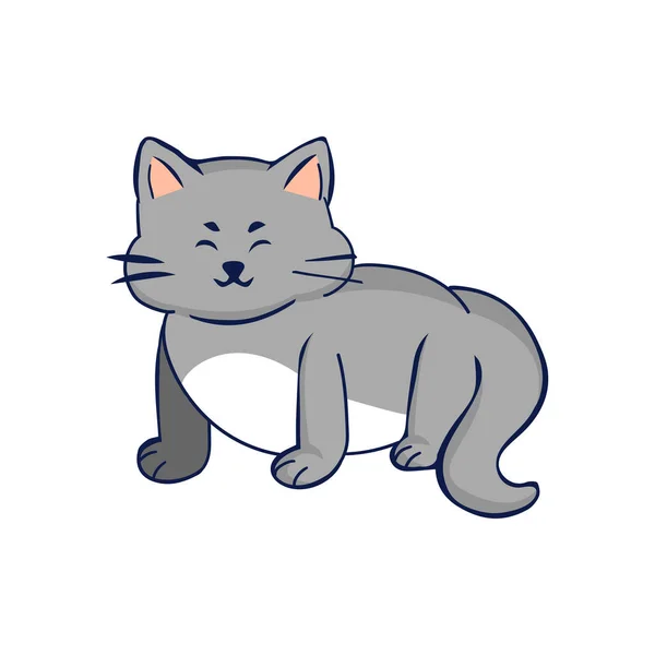 Μεμονωμένη Εικόνα Διανυσματική Σκιά Γραμμών Σχεδίασης Γκρι Γάτας — Διανυσματικό Αρχείο