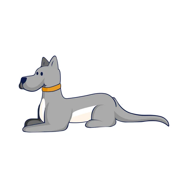 Изолированная Серая Собака Рисует Линию Тени Векторного Рисунка — стоковый вектор