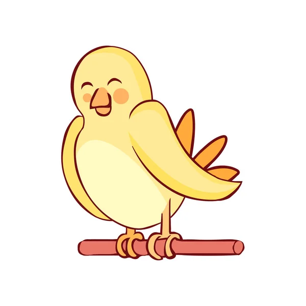 Geïsoleerde Gele Vogel Trekken Lijn Schaduw Vector Illustratie — Stockvector