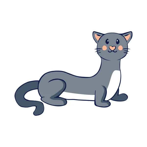 Izolacja Szary Kot Wyciągnąć Linii Cień Wektor Ilustracja — Wektor stockowy
