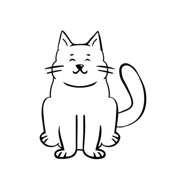 Isolierte Katze Schwarz Zeichnen Linie Schatten Vektor Illustration — Stockvektor