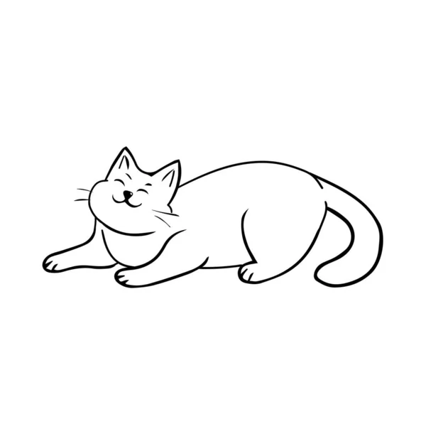 Izolovaná Kočka Černá Kresba Čára Odstín Vektor Ilustrace — Stockový vektor