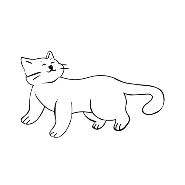 Isolierte Katze Schwarz Zeichnen Linie Schatten Vektor Illustration — Stockvektor