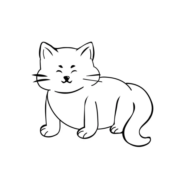 Izolovaná Kočka Černá Kresba Čára Odstín Vektor Ilustrace — Stockový vektor