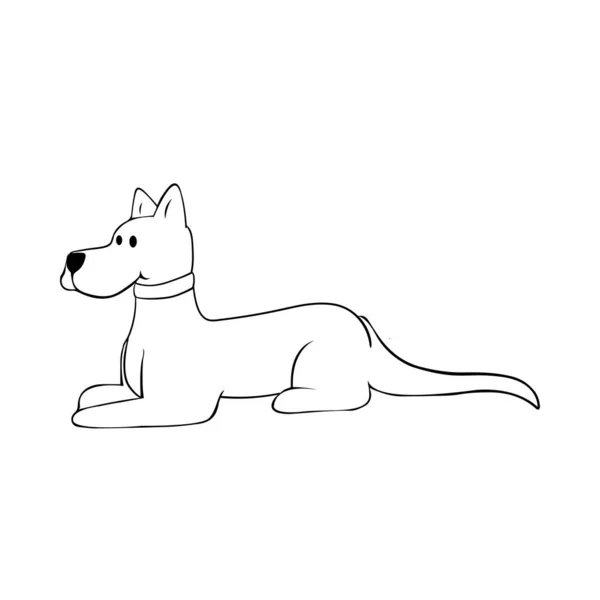 Geïsoleerde Hond Zwart Trekken Lijn Schaduw Vector Illustratie — Stockvector