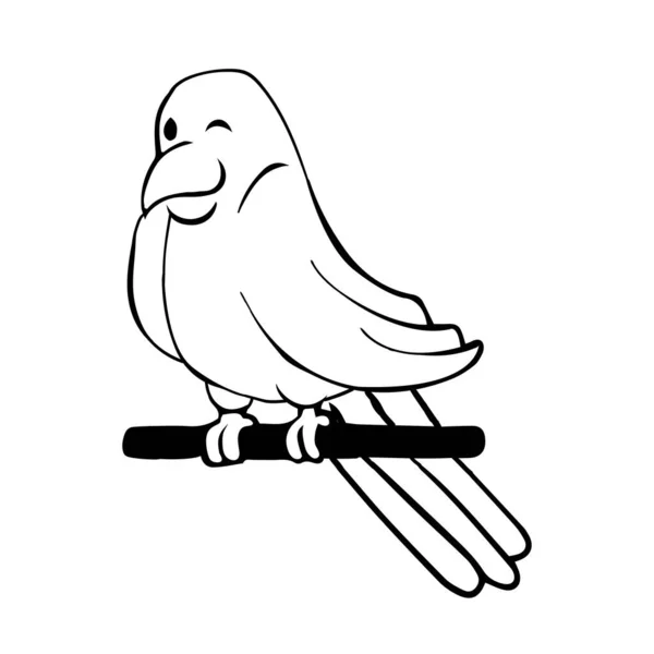 Isolato Uccello Nero Disegnare Linea Ombra Vettoriale Illustrazione — Vettoriale Stock