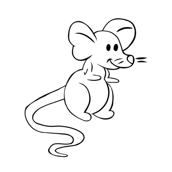 Isolado Mouse Preto Desenhar Linha Sombra Vetor Ilustração — Vetor de Stock