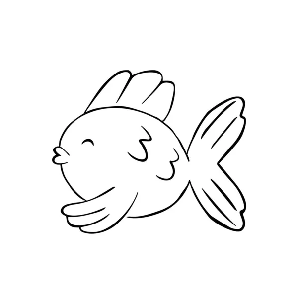 隔離された魚の黒い線の影のベクトル図 — ストックベクタ