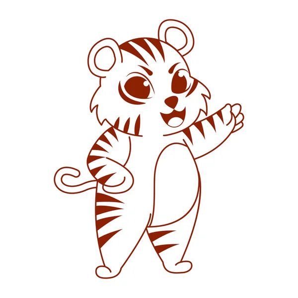 Tigre Isolado Desenhar Bebê Chinês Horóscopo Vetor Ilustração — Vetor de Stock
