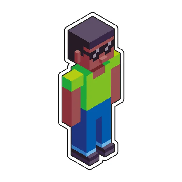 Isolierte Kerl Minecraft Figur Farbvektor Illustration — Stockvektor
