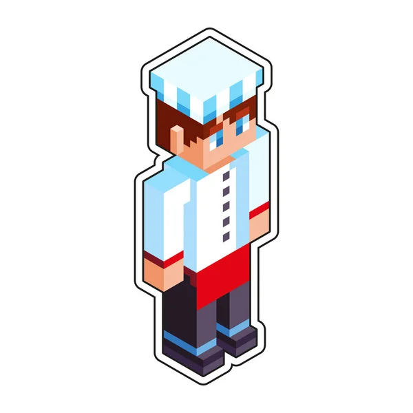 Isolierte Chef Minecraft Figur Farbvektor Illustration — Stockvektor