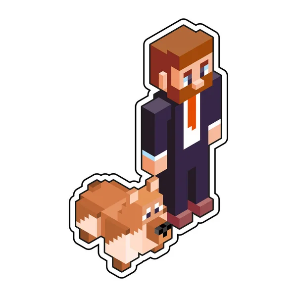 Izolowane Biuro Pies Minecraft Figura Kolor Wektor Ilustracja — Wektor stockowy