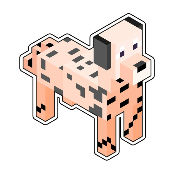 Isolierte Weiße Hund Minecraft Figur Farbvektor Illustration — Stockvektor
