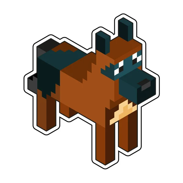 Isolierte Braune Hund Minecraft Figur Farbvektor Illustration — Stockvektor