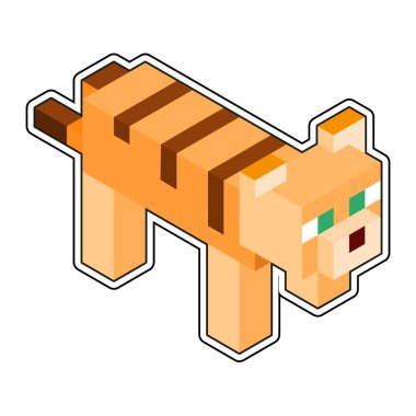 İzole kedi minecraft şekil renk vektörü illüstrasyonu