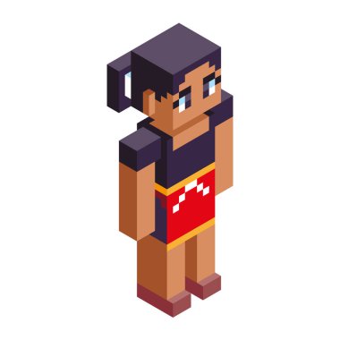 İzole edilmiş garson minecraft figürü renk vektörü çizimi