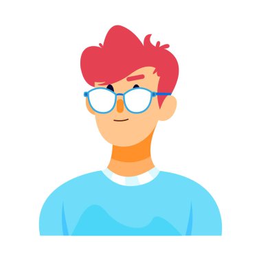 İzole edilmiş gözlüklü adam renk vektörü çizimine bakıyor