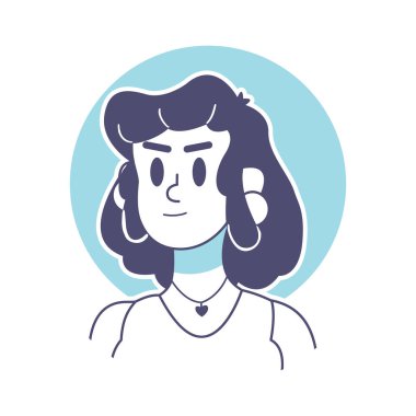 İzole edilmiş esmer kadın yüz rengi vektör çizimi