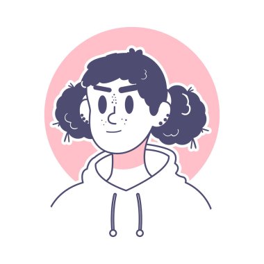 İzole edilmiş esmer kadın yüz rengi vektör çizimi