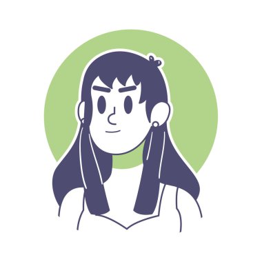 İzole edilmiş esmer kadın yüz rengi vektör çizimi