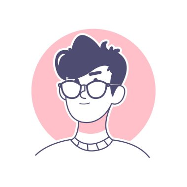 İzole edilmiş gözlüklü adam renk vektörü çizimine bakıyor