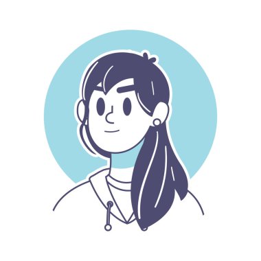 İzole edilmiş esmer kadın yüz rengi vektör çizimi