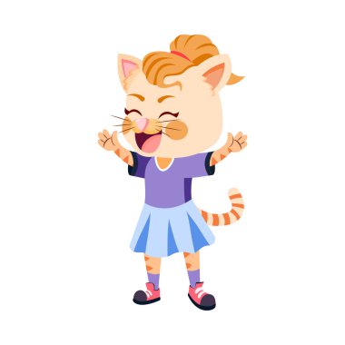 İzole edilmiş kaplan başı insan vücudu canlandırılmış vektör çizimi