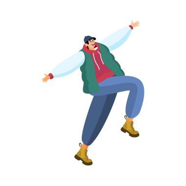 Tek başına dans eden mutlu adam Hobi Vektörü illüstrasyonu