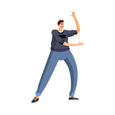 Tek başına dans eden mutlu adam Hobi Vektörü illüstrasyonu