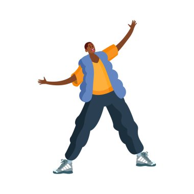Tek başına dans eden mutlu adam Hobi Vektörü illüstrasyonu