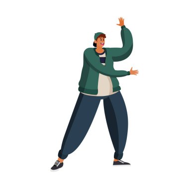 Tek başına dans eden mutlu adam Hobi Vektörü illüstrasyonu