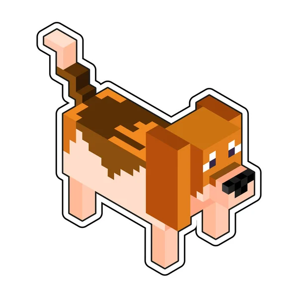 Isolierte Hund Minecraft Figur Farbvektor Illustration — Stockvektor