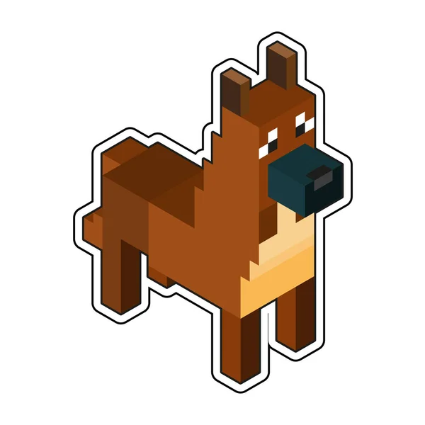 Geïsoleerde Hond Minecraft Figuur Kleur Vector Illustratie — Stockvector