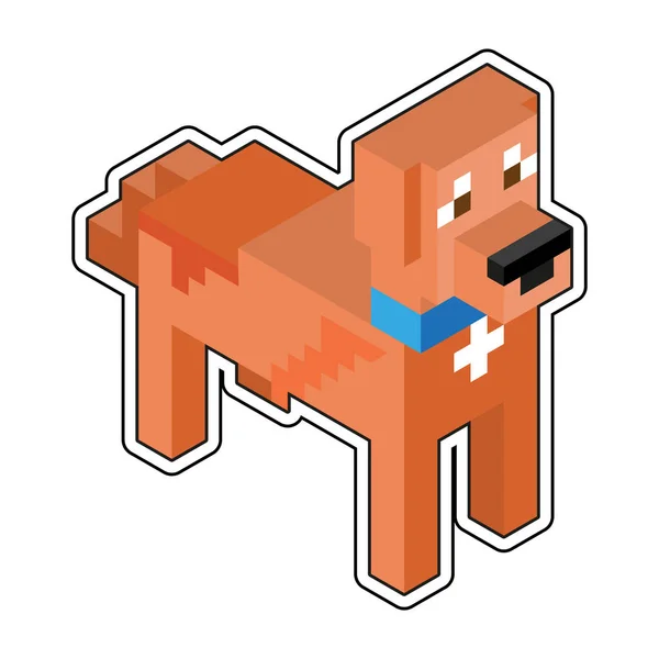 Isolated Dog Minecraft Figure Color Vector Illustration — Stock Vector