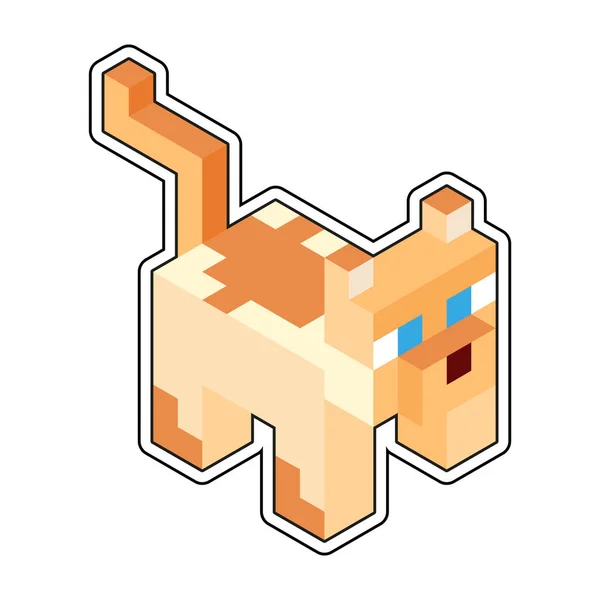 Geïsoleerde Kat Minecraft Figuur Kleur Vector Illustratie — Stockvector
