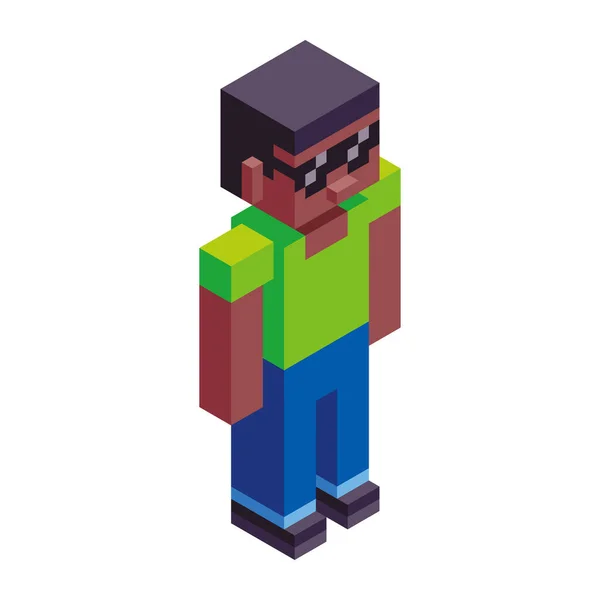 Izolacja Facet Minecraft Figura Kolor Wektor Ilustracja — Wektor stockowy