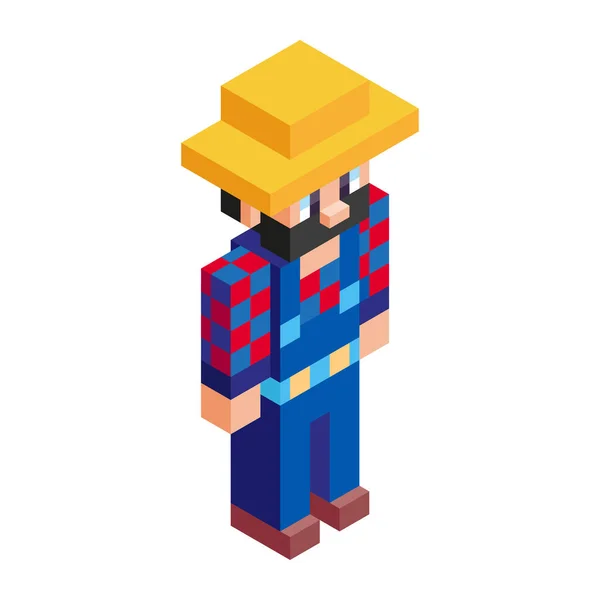 Isolierte Farm Minecraft Figur Farbvektor Illustration — Stockvektor