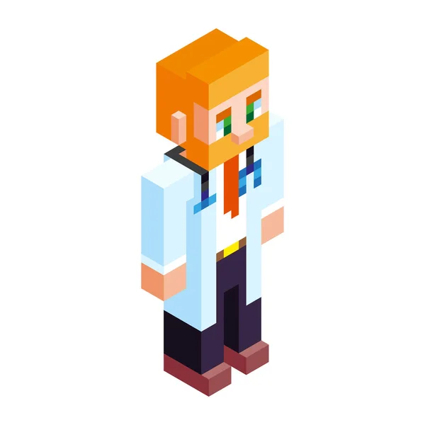 Izolowane Medyczne Minecraft Figurka Wektor Kolor Ilustracja — Wektor stockowy