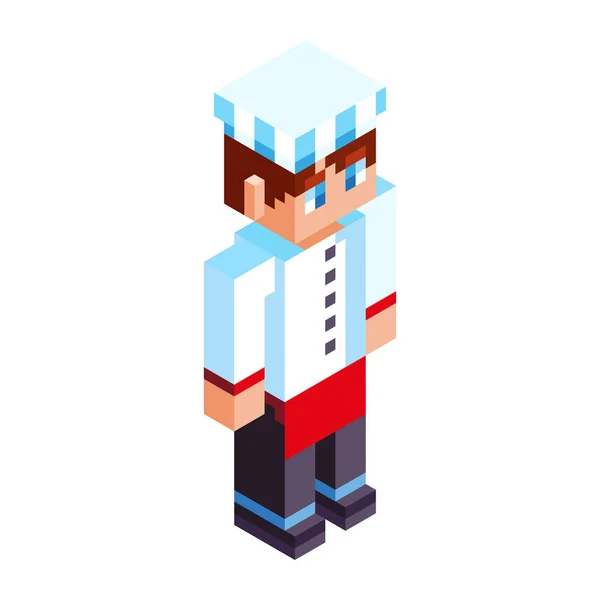 Isolierte Chef Minecraft Figur Farbvektor Illustration — Stockvektor