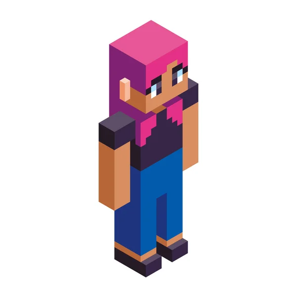Izolacja Dziewczyna Minecraft Figura Kolor Wektor Ilustracja — Wektor stockowy