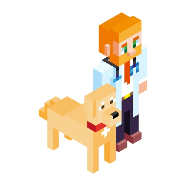 Izolowane Medyczne Pies Minecraft Figura Kolor Wektor Ilustracja — Wektor stockowy
