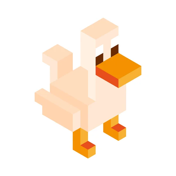 Isolerad Anka Minecraft Figur Färg Vektor Illustration — Stock vektor