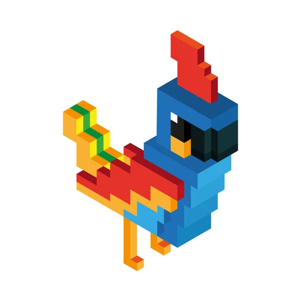 Izolowany Papuga Minecraft Rysunek Kolor Wektor Ilustracja — Wektor stockowy